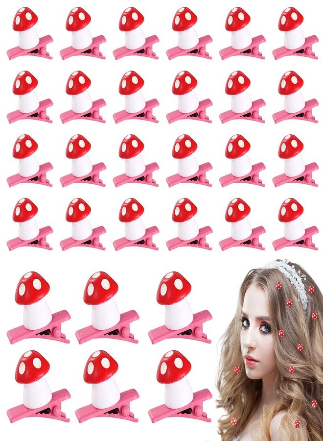 Luinabio 30 Pcs Mini Resin Hair Clips Cute Hairpin for Adult Rave Hair Clips for Women Adult Christmas Music Festival Holiday Party Decor(Vibrant Color,Mushroom) - Image 1